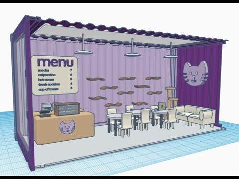 Cat Caf&eacute; designed in Tinkercad