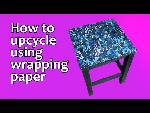 DIY Upcycle Table Using Wrapping Paper
