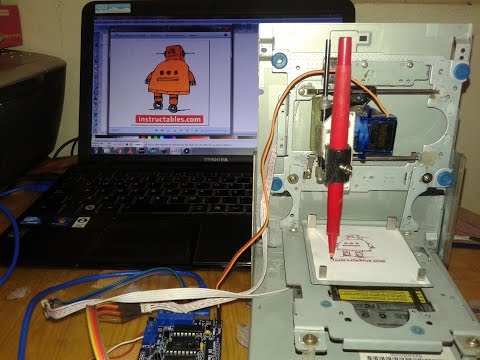 Drawing instructables  robot by Mini CNC  - Arduino  - L293D Shield DEMO