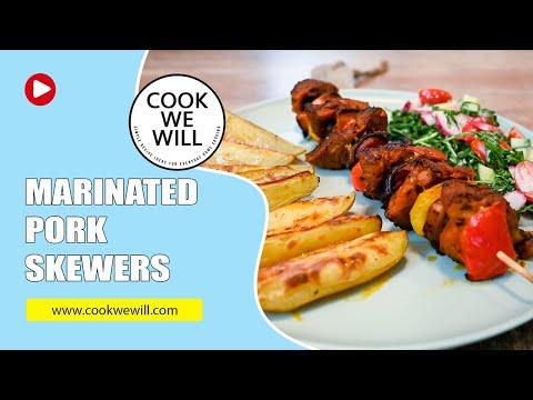 Pork Tenderloin Skewers With Potatoes And Salad | How To Make Skewers