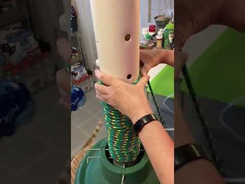 Start Hot Gluing the Rope at the bottom of the PVC Pipe