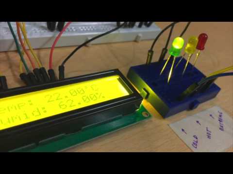 Temp Humidity Sensor LCD Display with LED Indicator