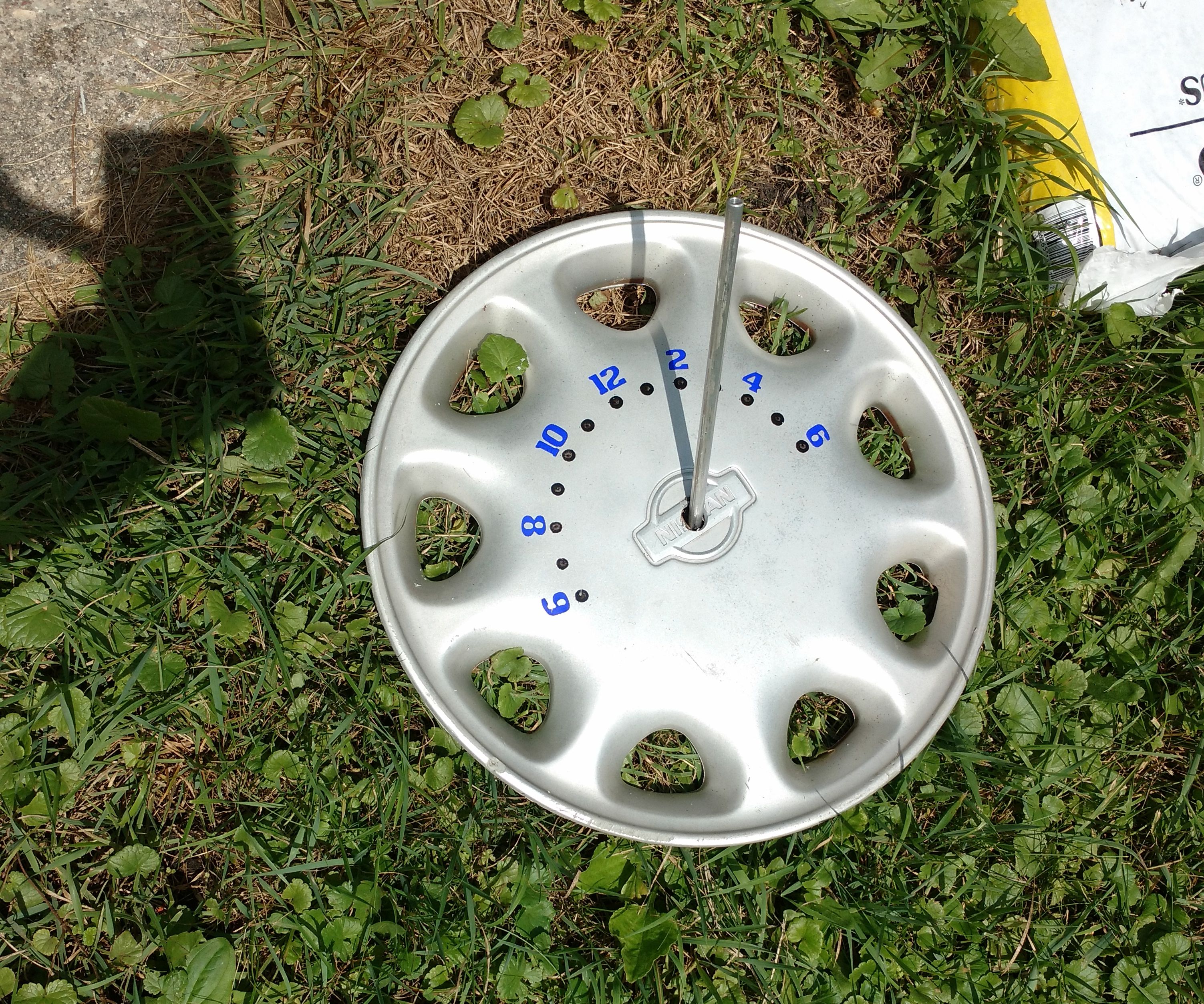 Solar Sundial Clock From Hubcap