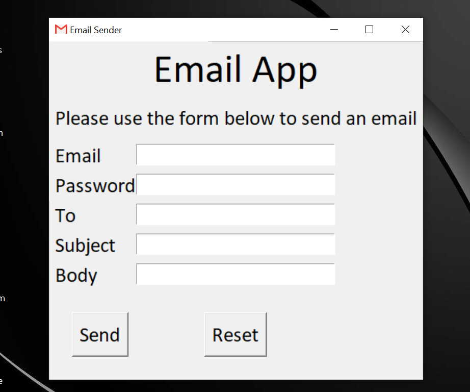 Email sender gui using python