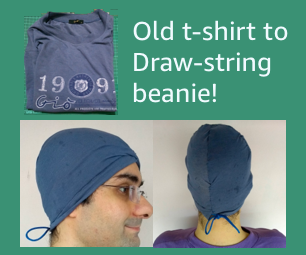 Tranform Old T-shirt to Drawstring Beanie in 10 Mins!