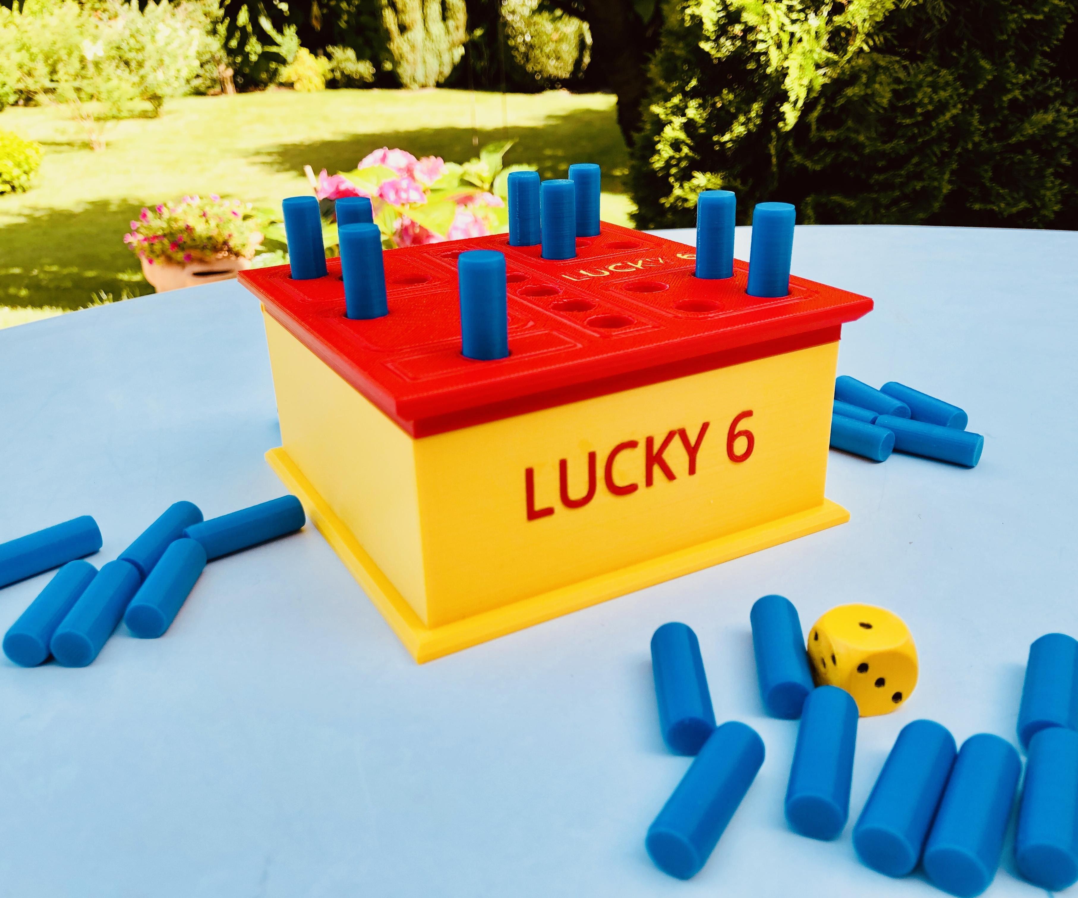 Lucky 6 - Funny Family Dice Game - 3D Printed