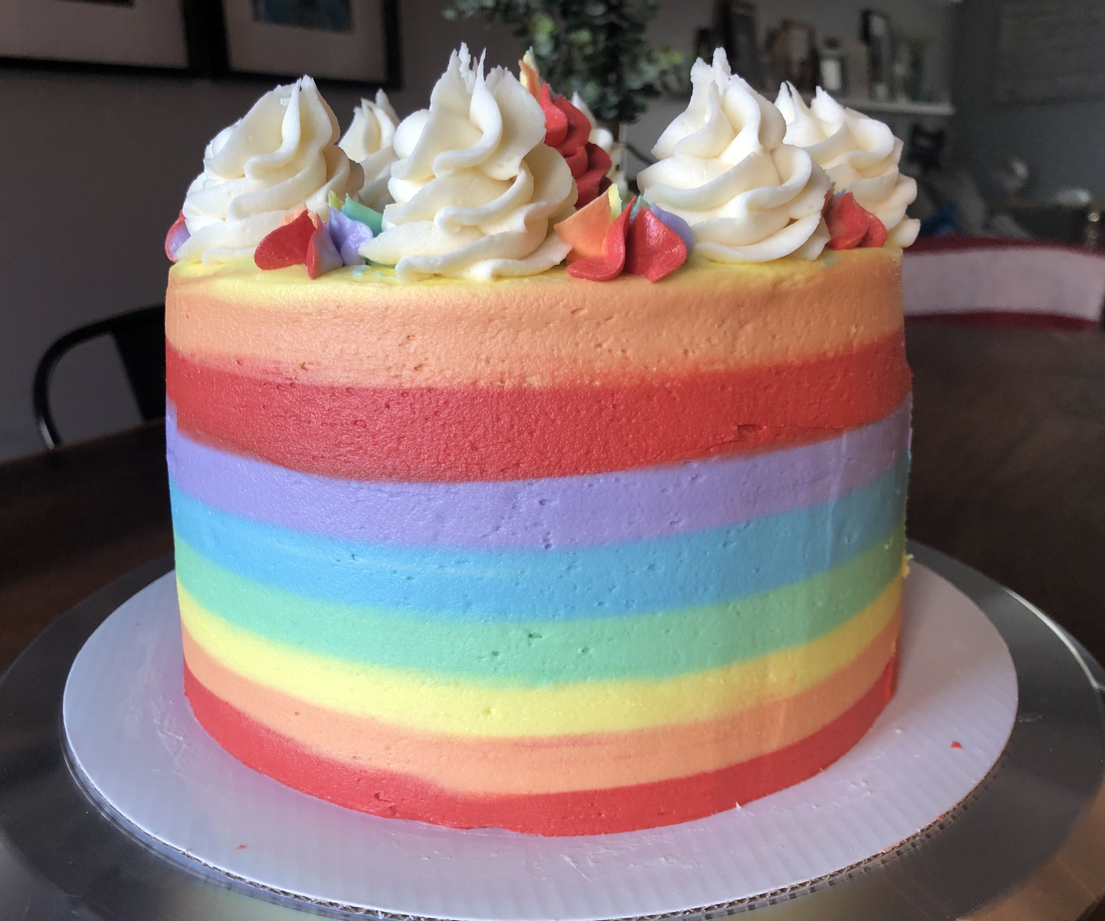 Rainbow Buttercream Layer Cake