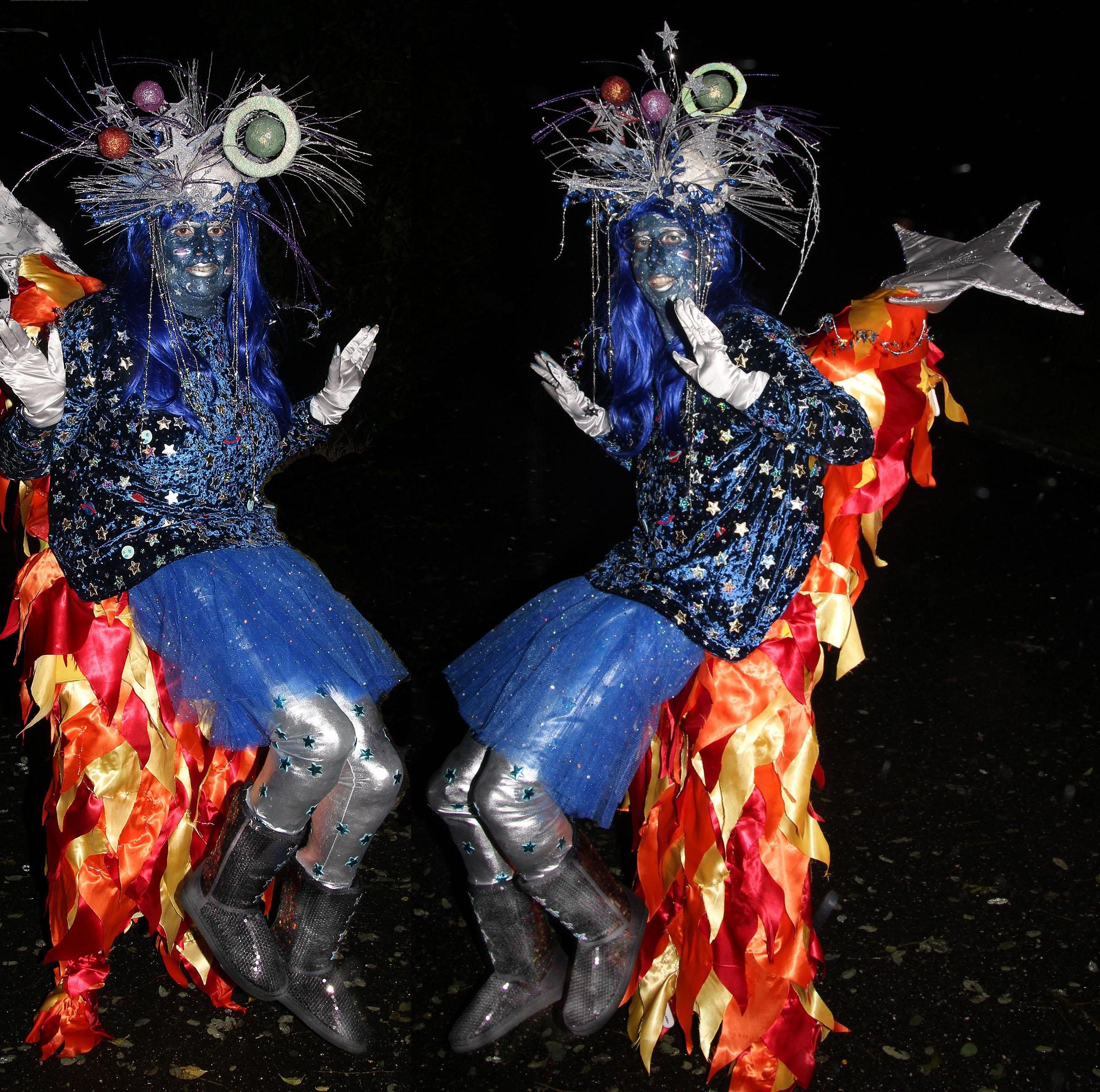 Princesses From Outer Space Riding on Shooting Stars Illusion Costumes