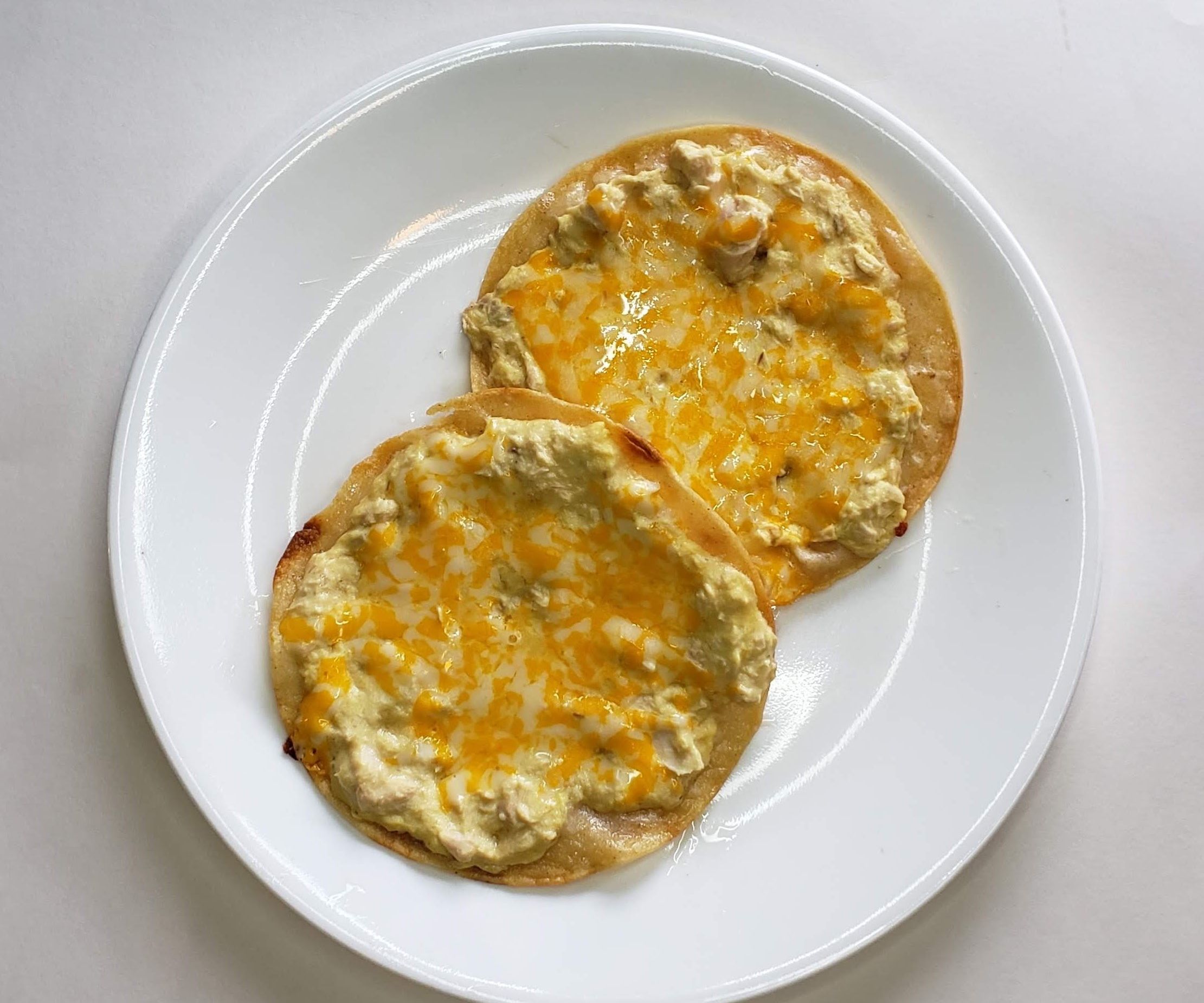 5 Minute Tuna Melt Tortilla Pizzas