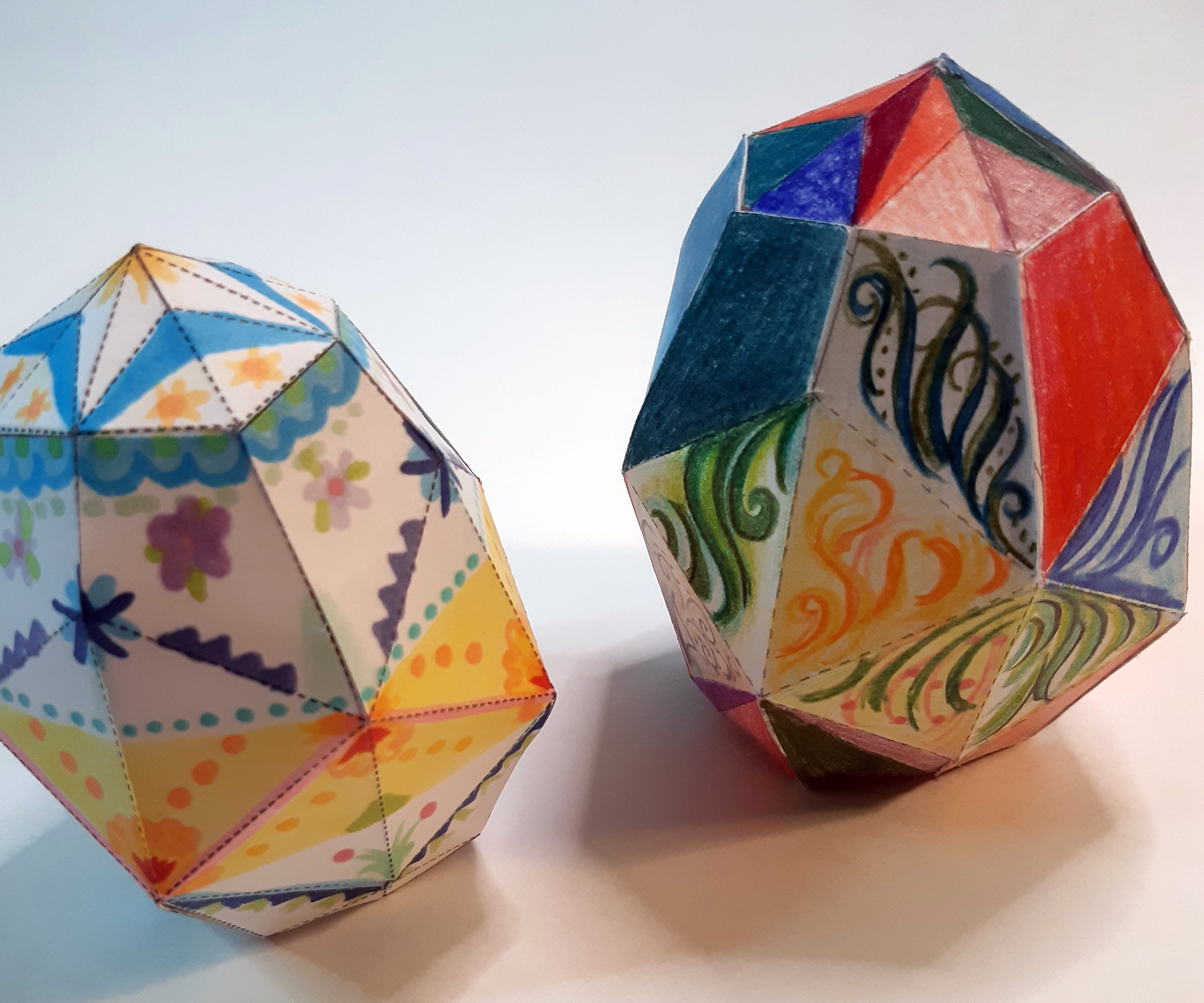 Easter Egg 3D Paper Model, Colorable