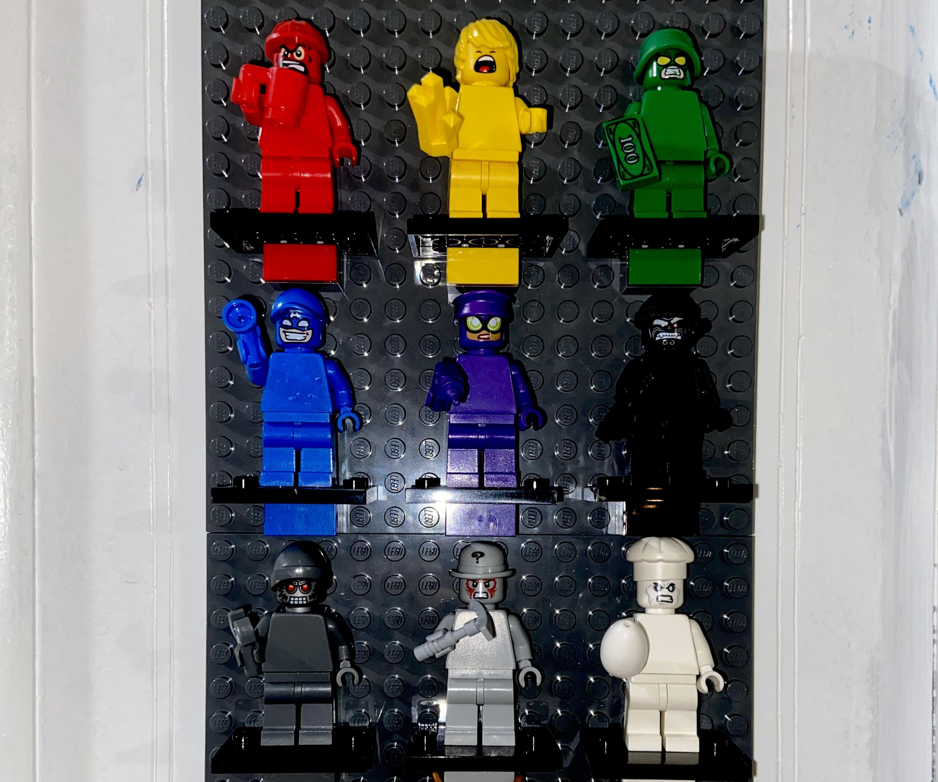 DIY Rainbow LEGO Minifigure Wall Mounted Display Case
