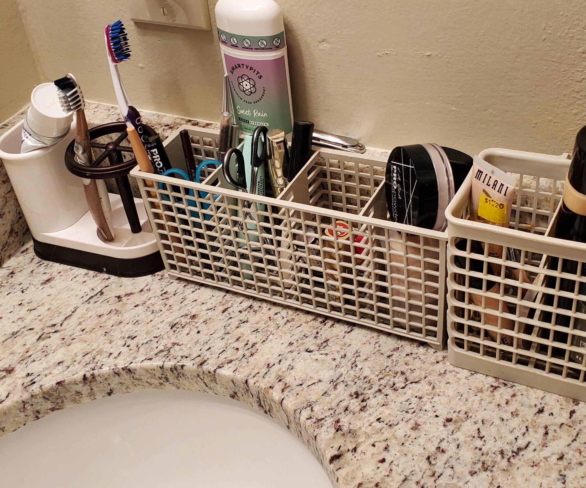 Upcycled Bathroom Sink Top Organizer 