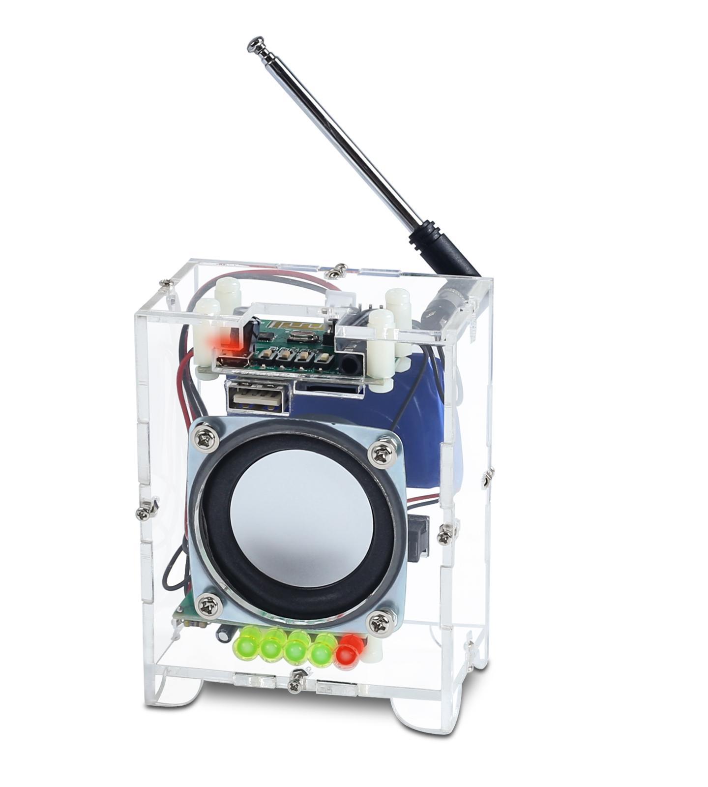 DIY 87-108MHz FM Radio With Bluetooth Speaker Soldering Kit Support USB Memory Card Earphone