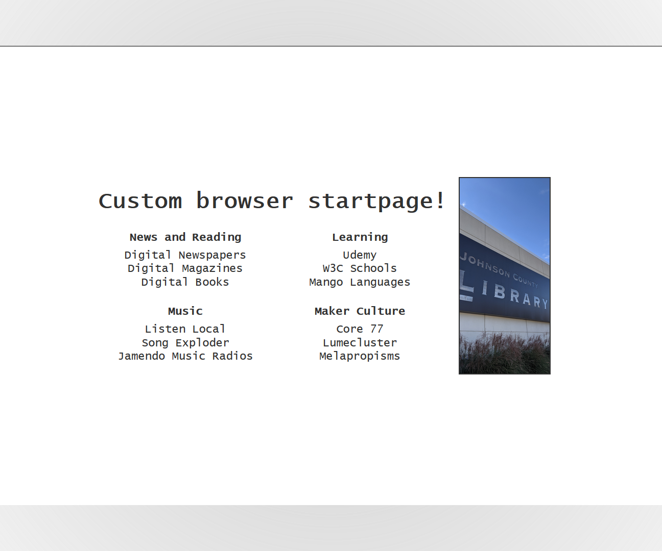 Make yourself a custom, minimalistic startpage!