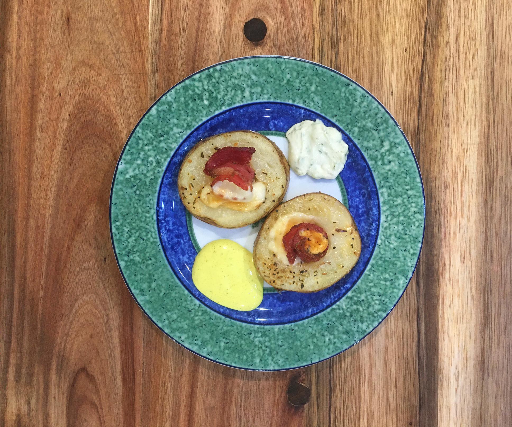 BAKED POTATO "WHEELS" WITH BACON-WRAPPED MOZZARELLA "HUB CAPS"
