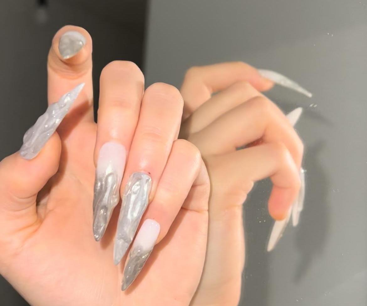 Chrome Texture Press on Nail