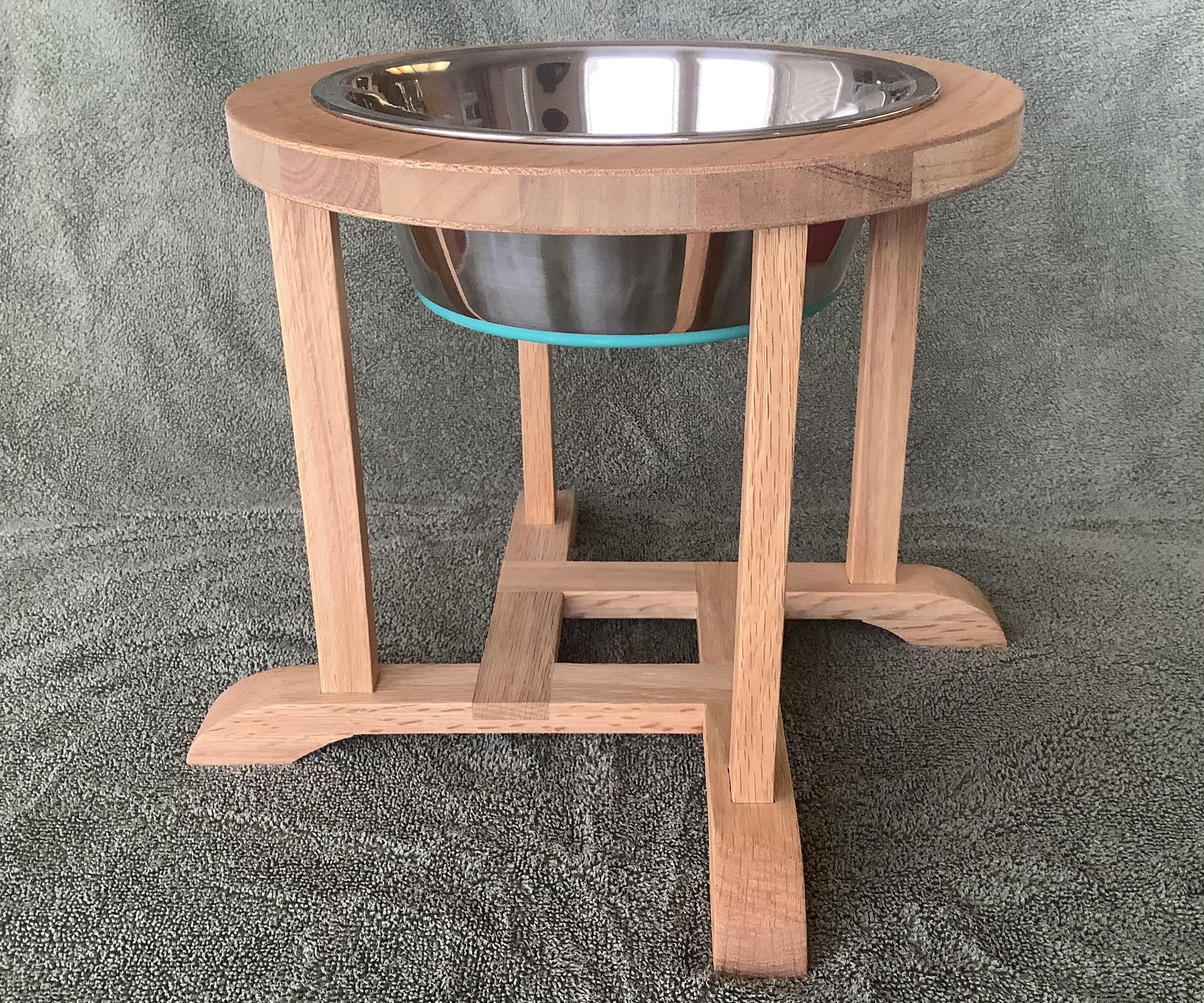 Oak Dog Bowl Stand