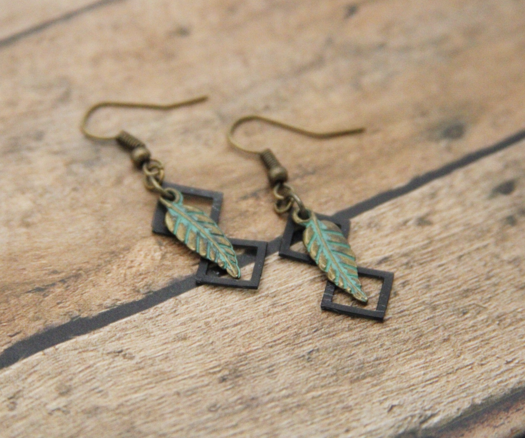 Feathers and Geometry Earrings