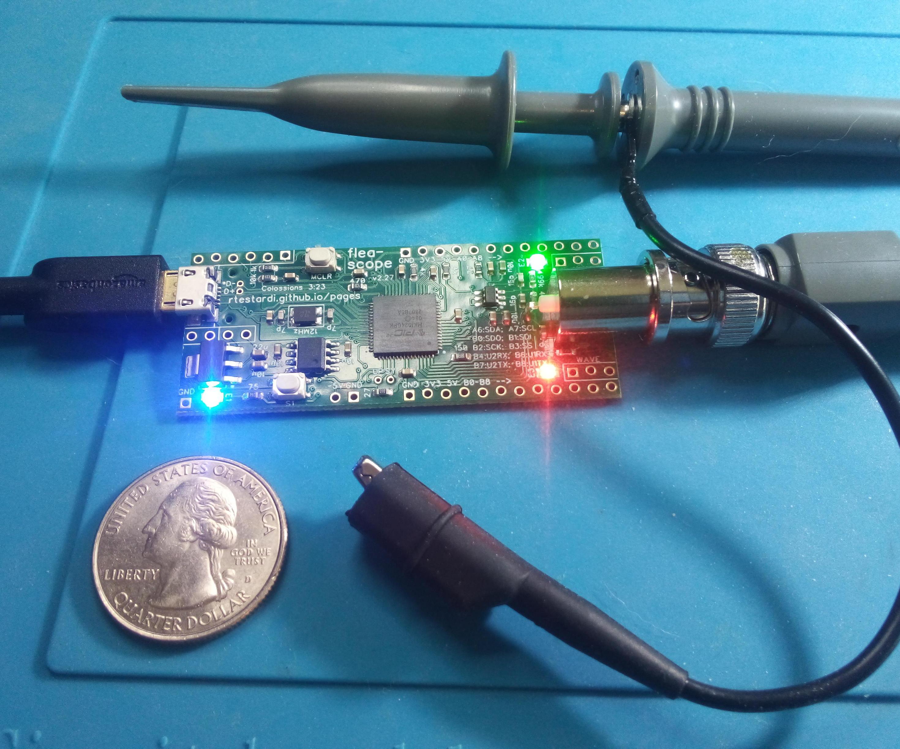 Flea-Scope™ USB Oscilloscope ($18, 18 Msps, WebUSB)