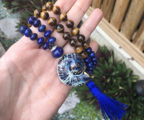 Lapis Lazuli & Tiger Eye Tassel Necklace