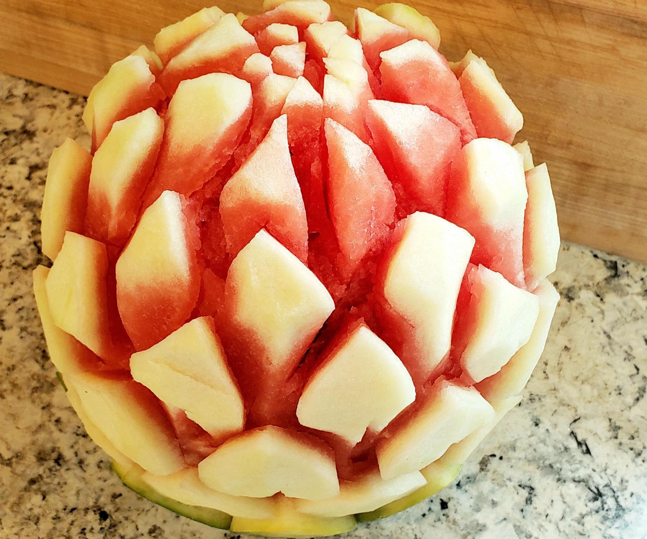 Watermelon Lotus Flower Carving!