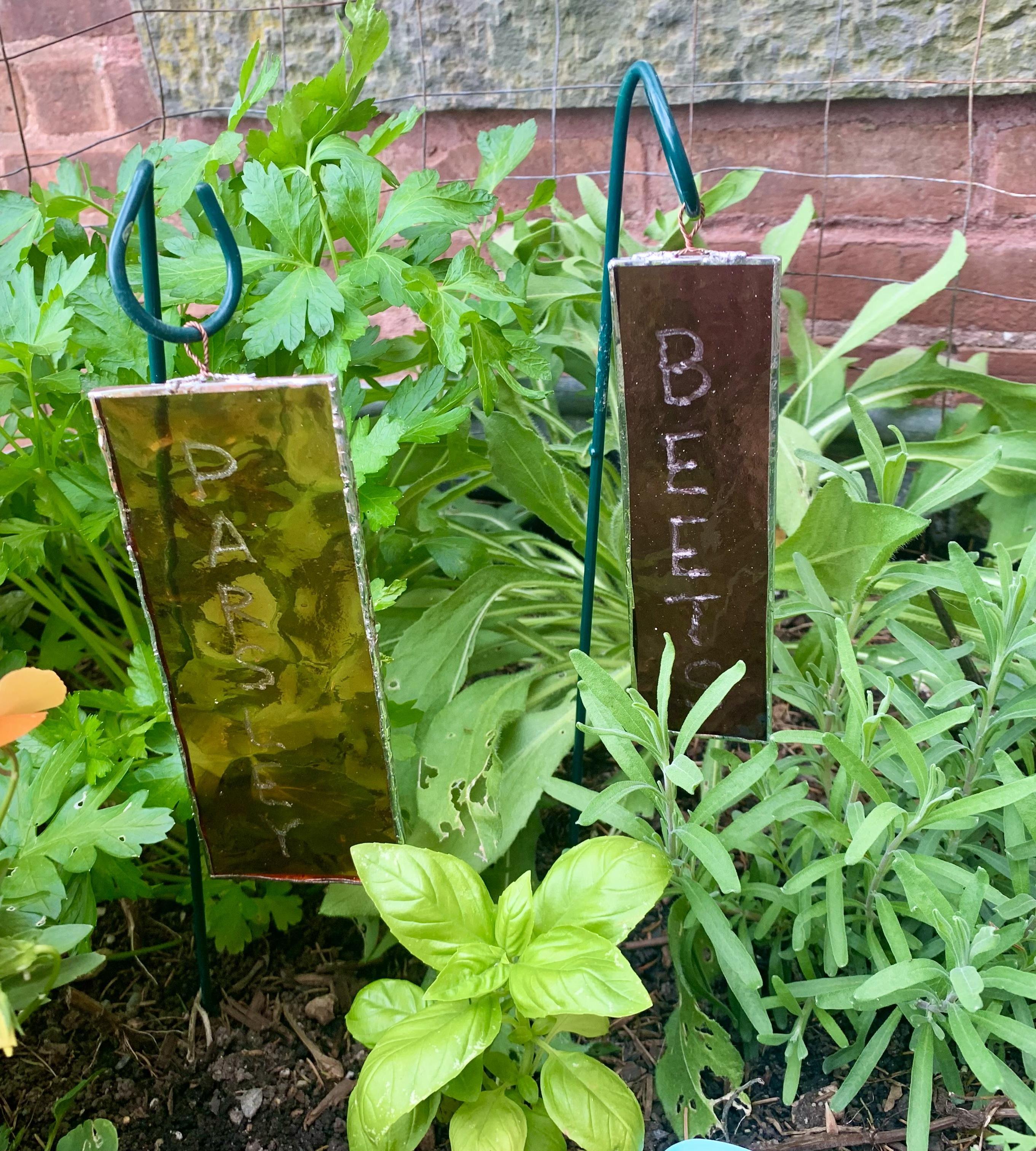 Colored Glass Garden Markers
