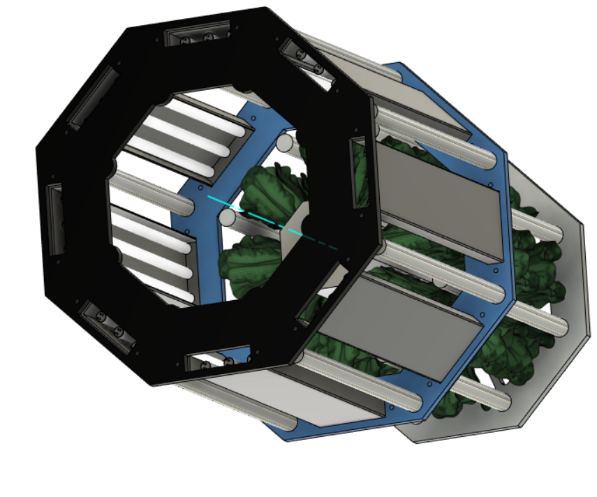 3D Geometric Optimization of Plant Production in Micro-gravity and Growing Automation System Concepts