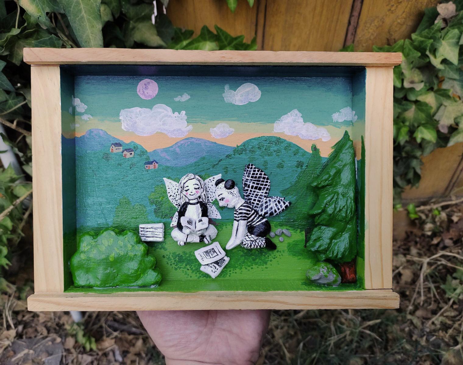 Punk Fairies Reading Zines in a Forest Diorama