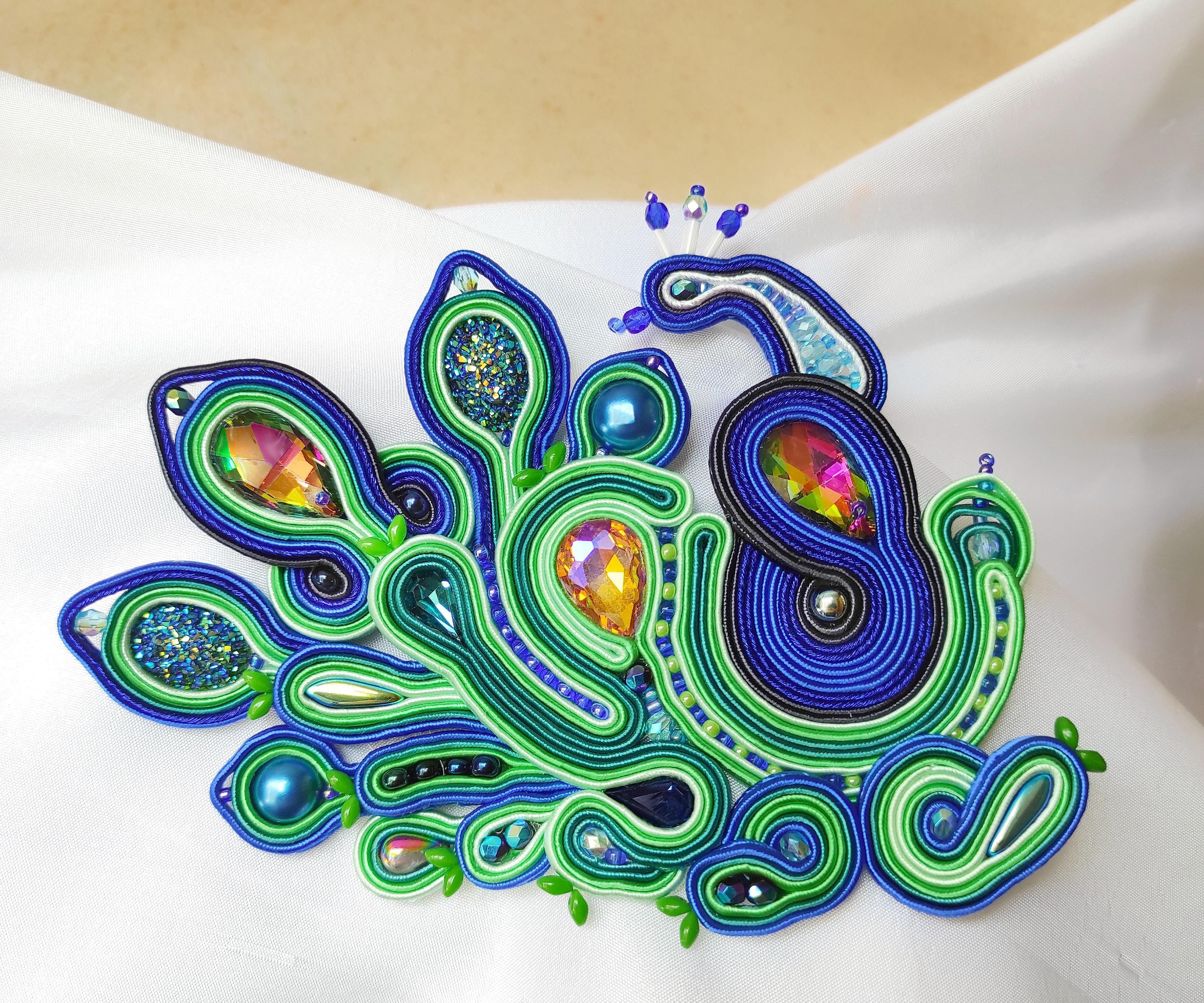 PEACOCK Crystal Brooch