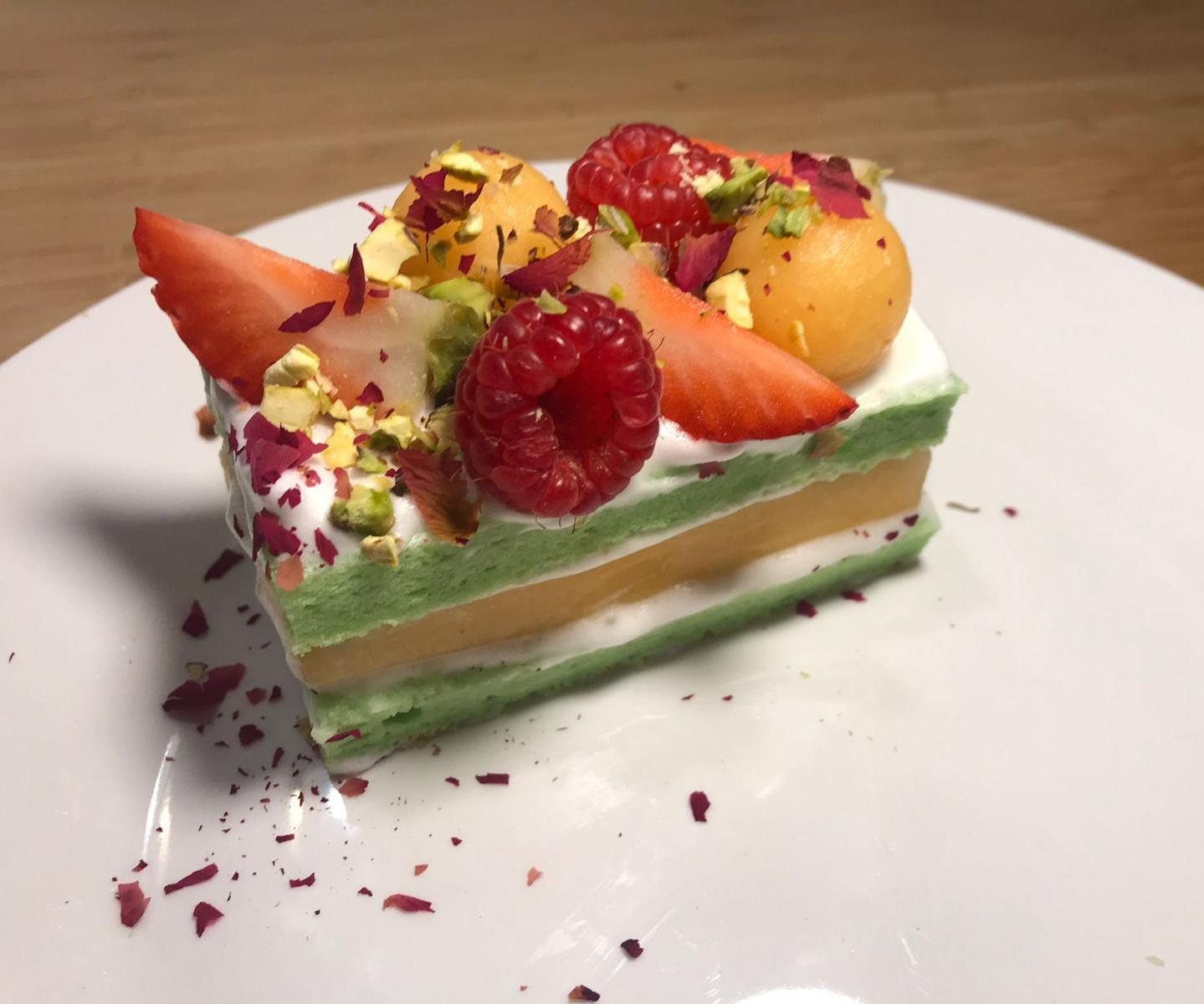 Cool Summer Melon and Berry Cake With Chickpea Cream