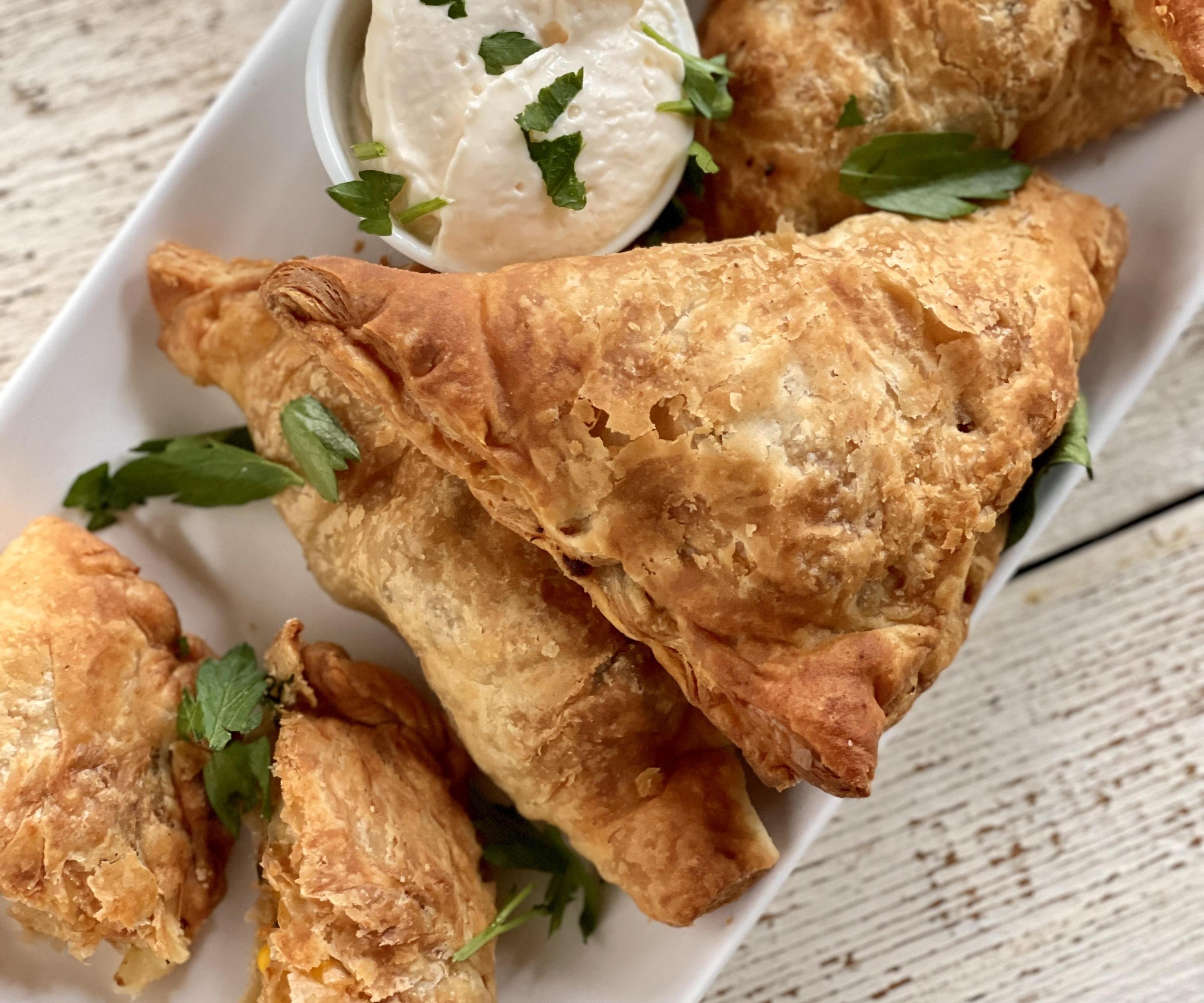 Air Fried Spicy Fish and Potato Samosas