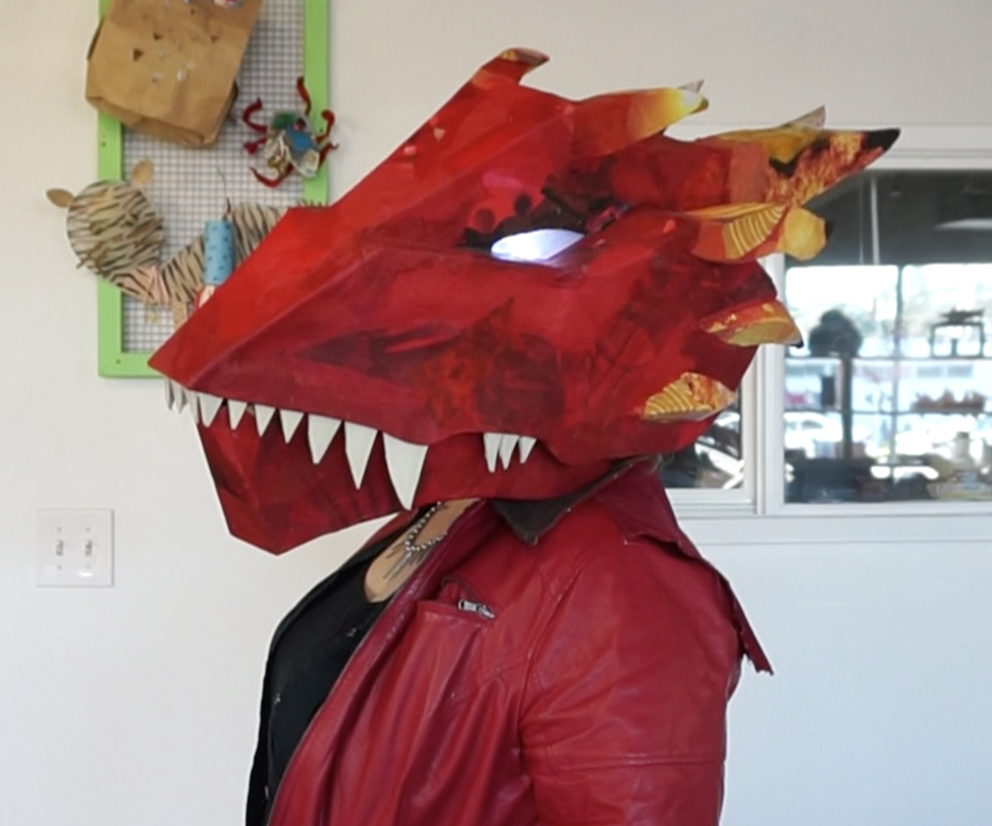 Upcycled Dragon Head Mask
