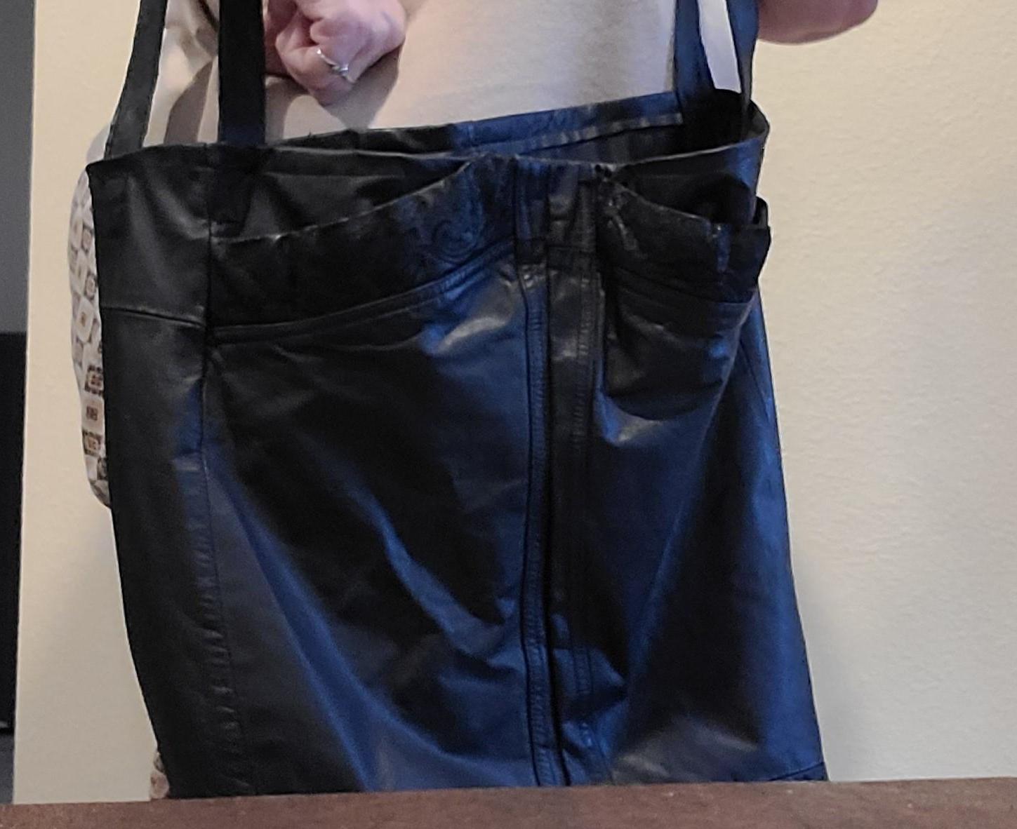 Large Leather Tote From Repurposed Coat