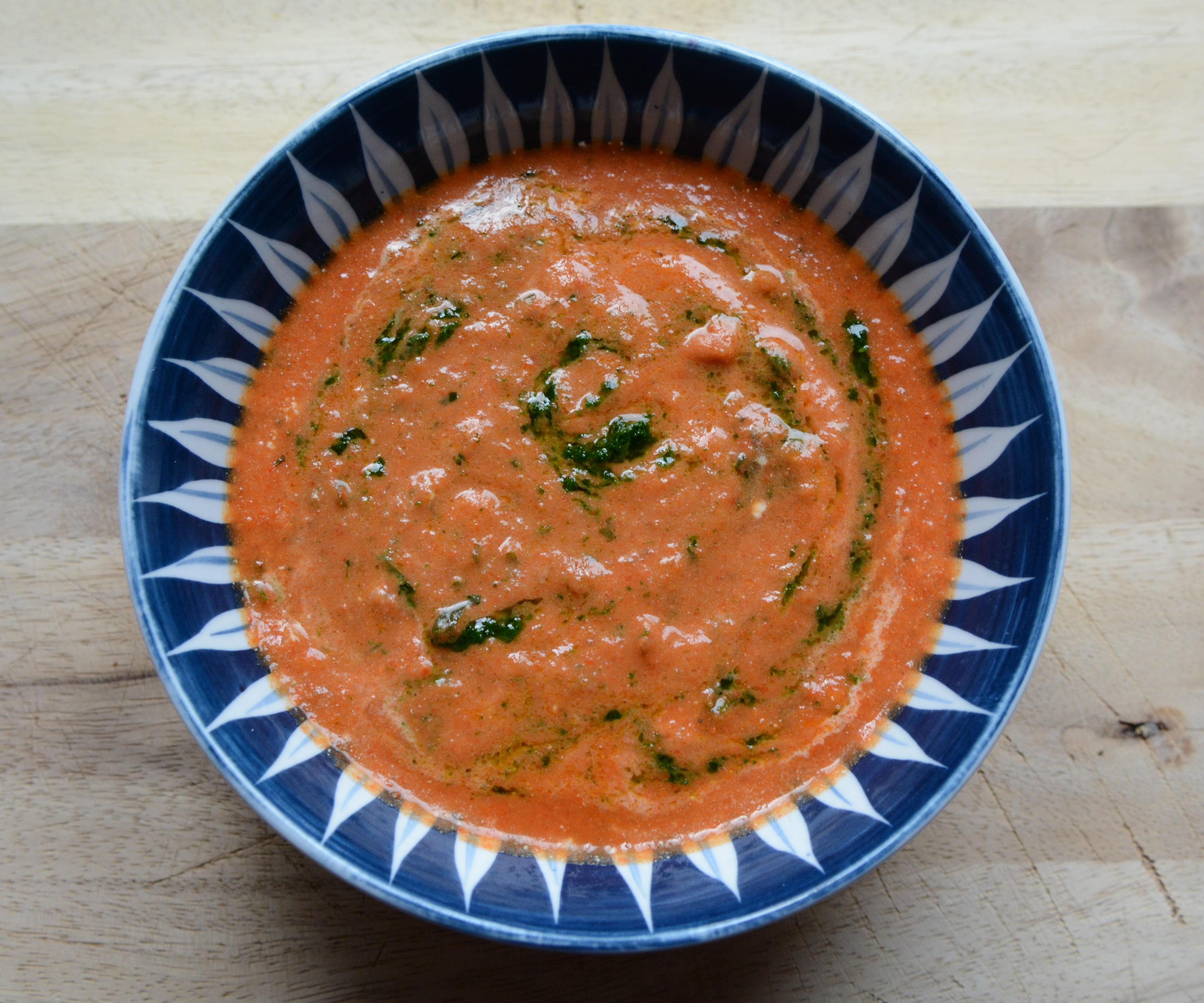 Roasted (But Not Cooked) Pepper and Tomato Soup 