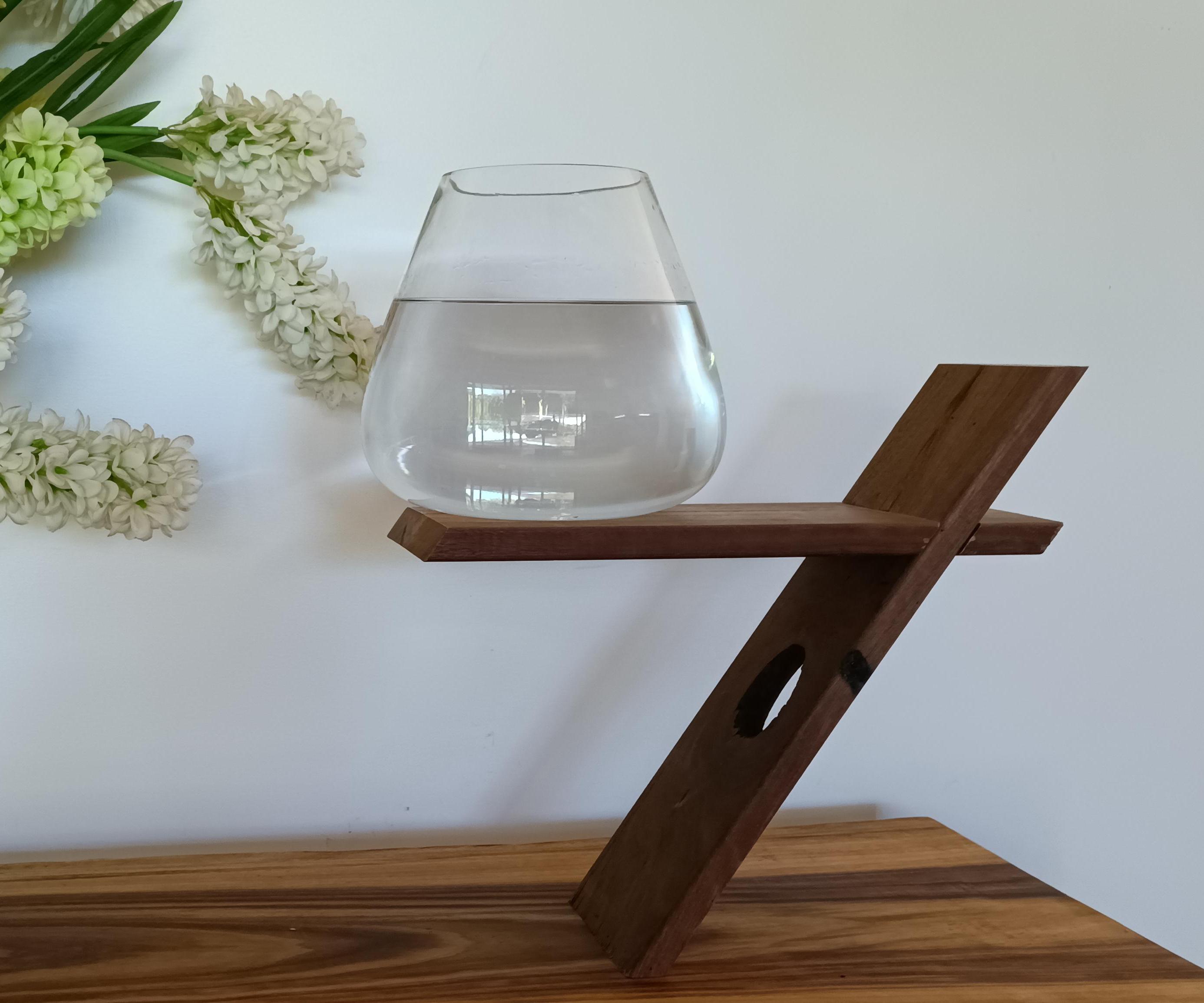 Scrap Timber - Impossible Anti-Gravity, Cantilever Fish Bowl Stand / Planter Stand 