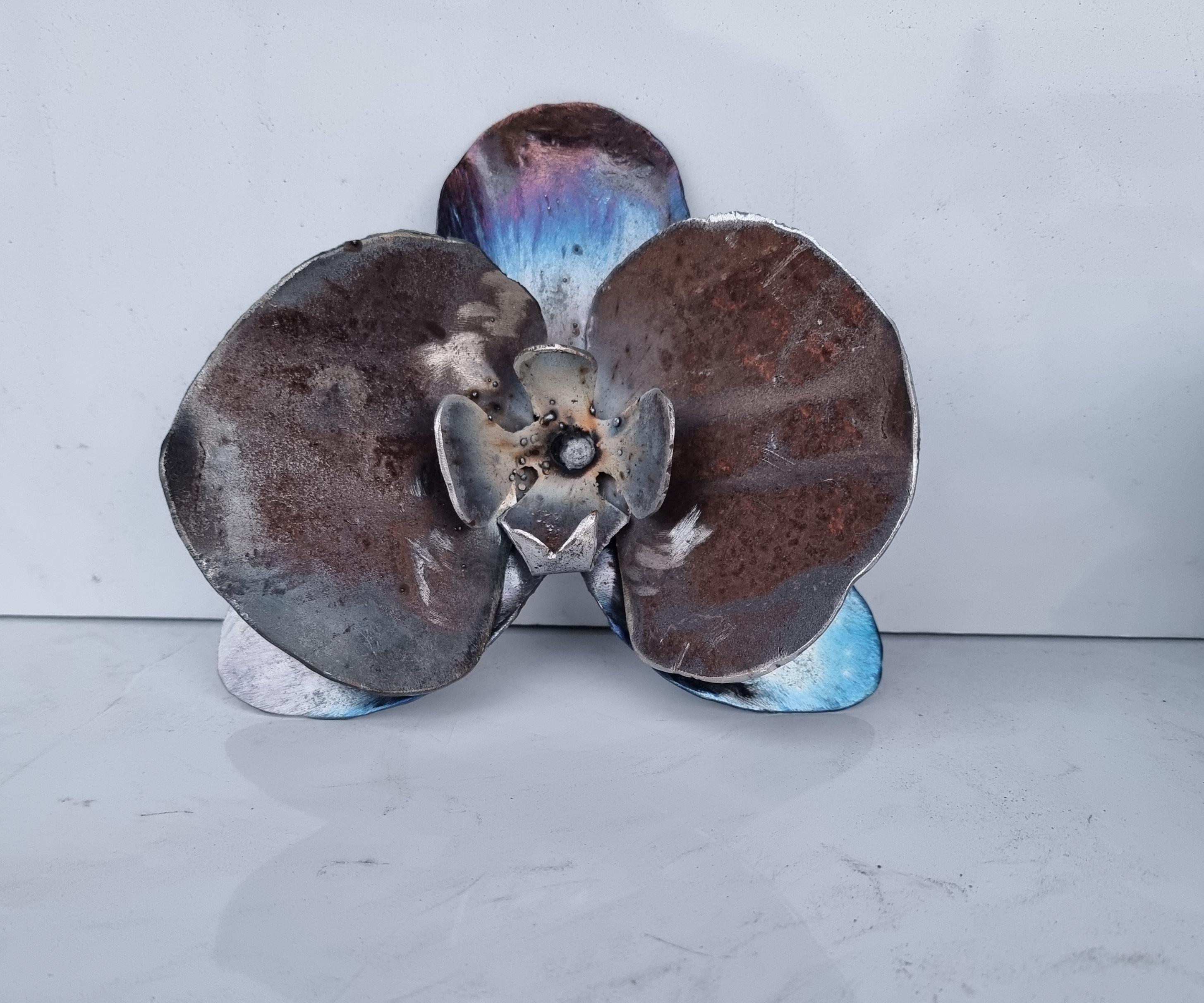 Orchid Made From Sheet Metal - Steel Garden Art Sculpture