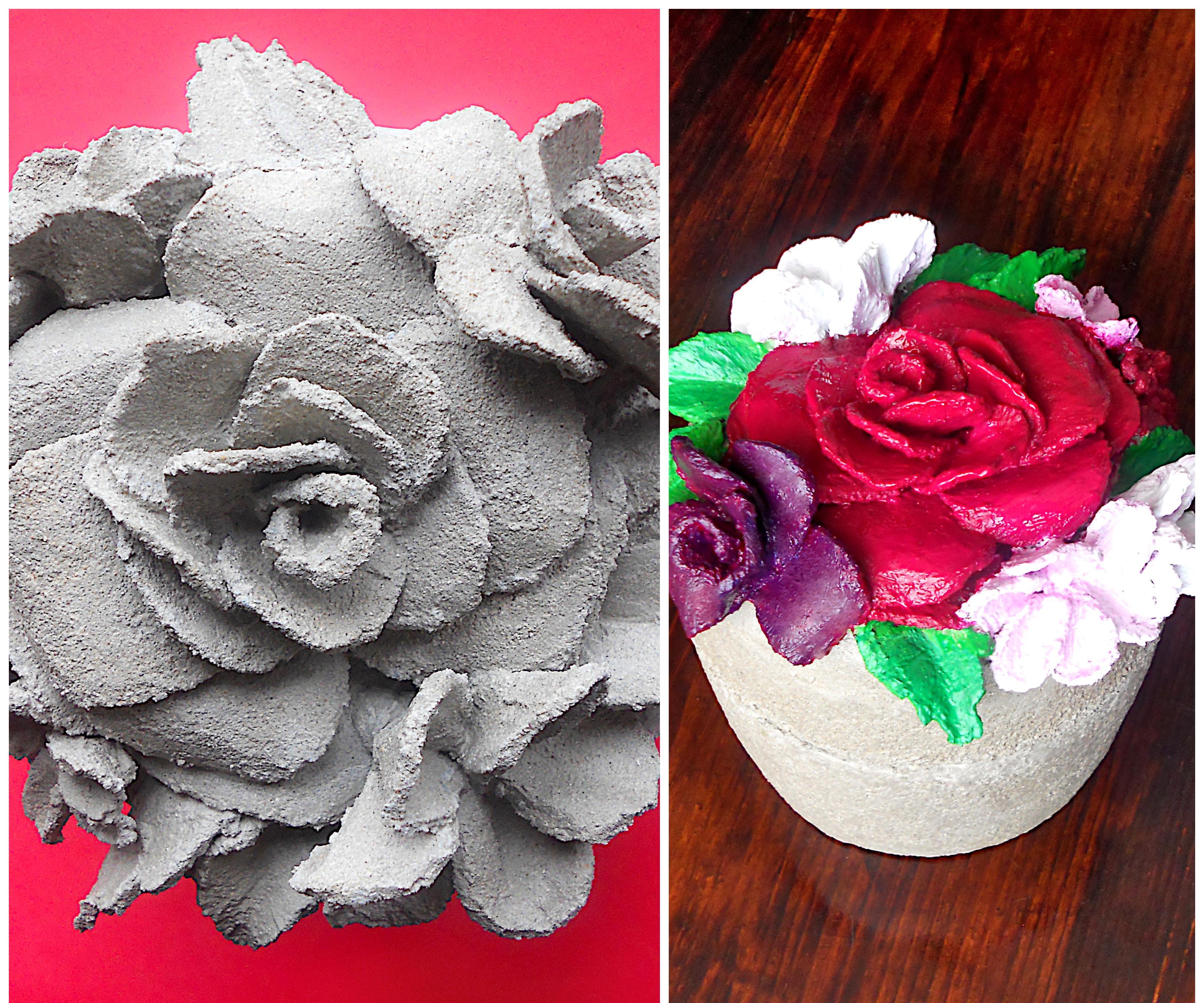 Concrete Jewelry Box With Raised Flowers