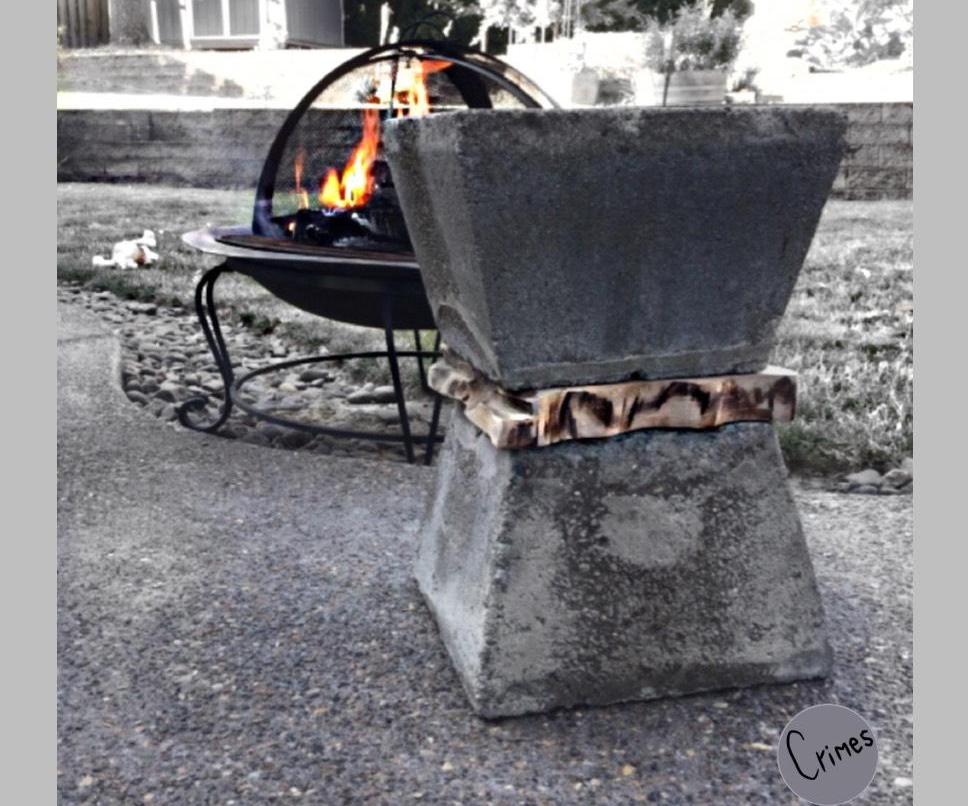 Live Edge Concrete Block Seat