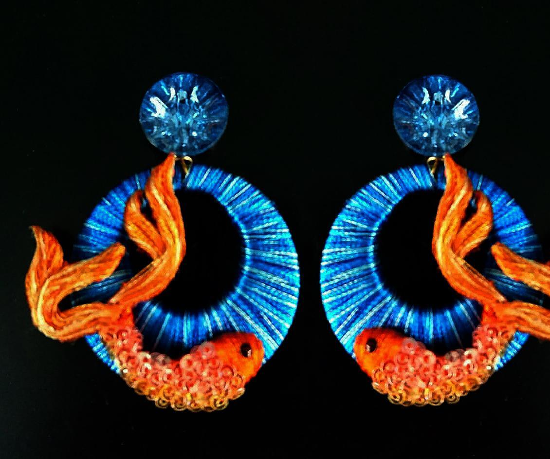 Fish Silk Thread Ear Rings 