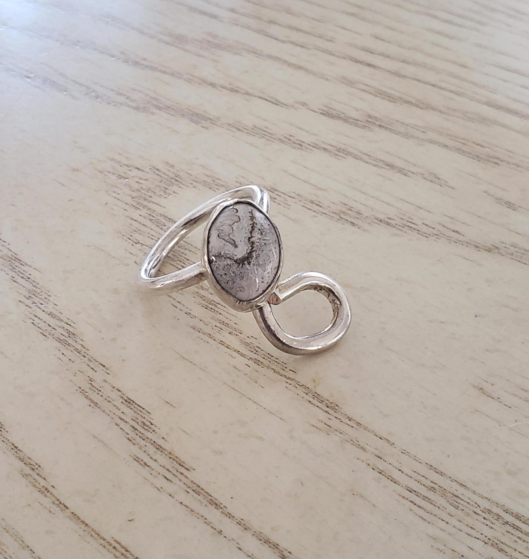 Crazy Lace Agate and Sterling Silver Ring