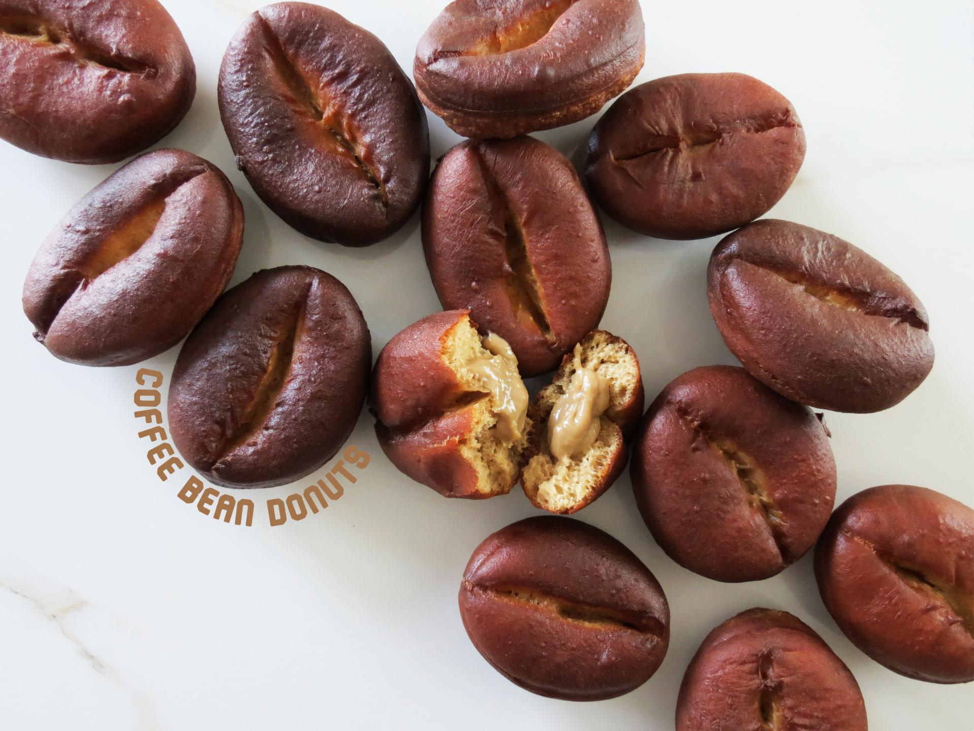 Coffee Bean Donuts (w/ Coffee Cream Filling)
