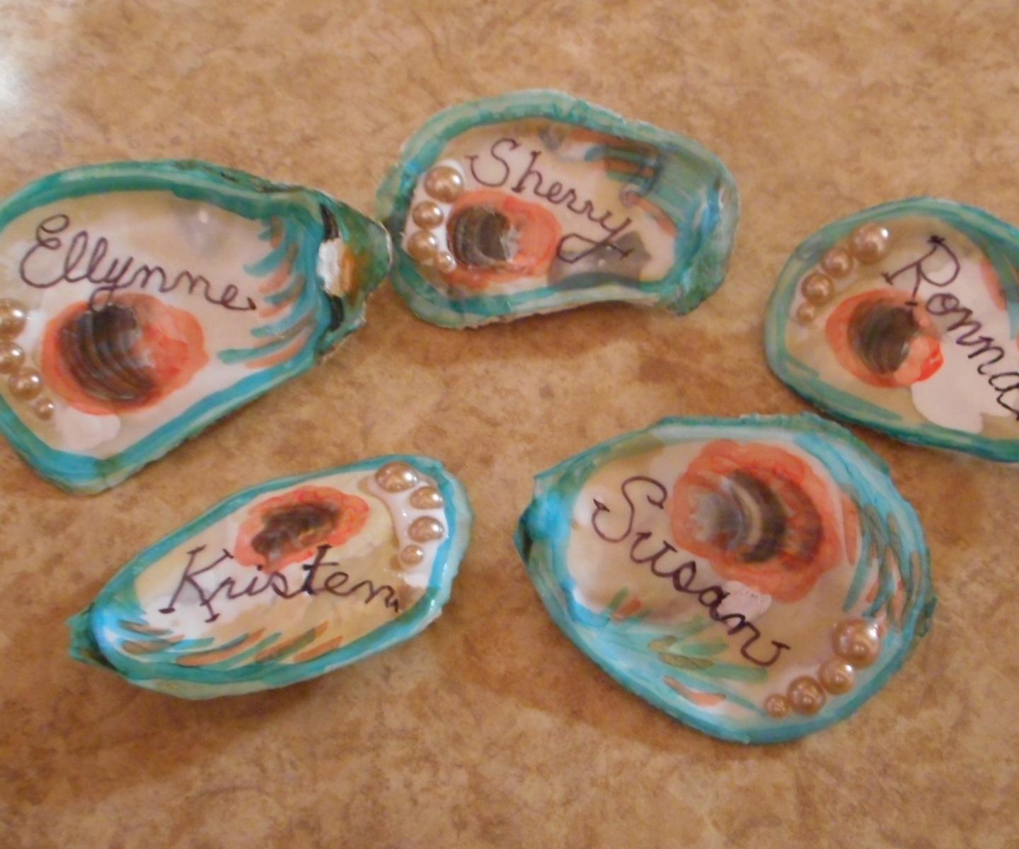 Oyster Shell Name Pins (or Place Cards)