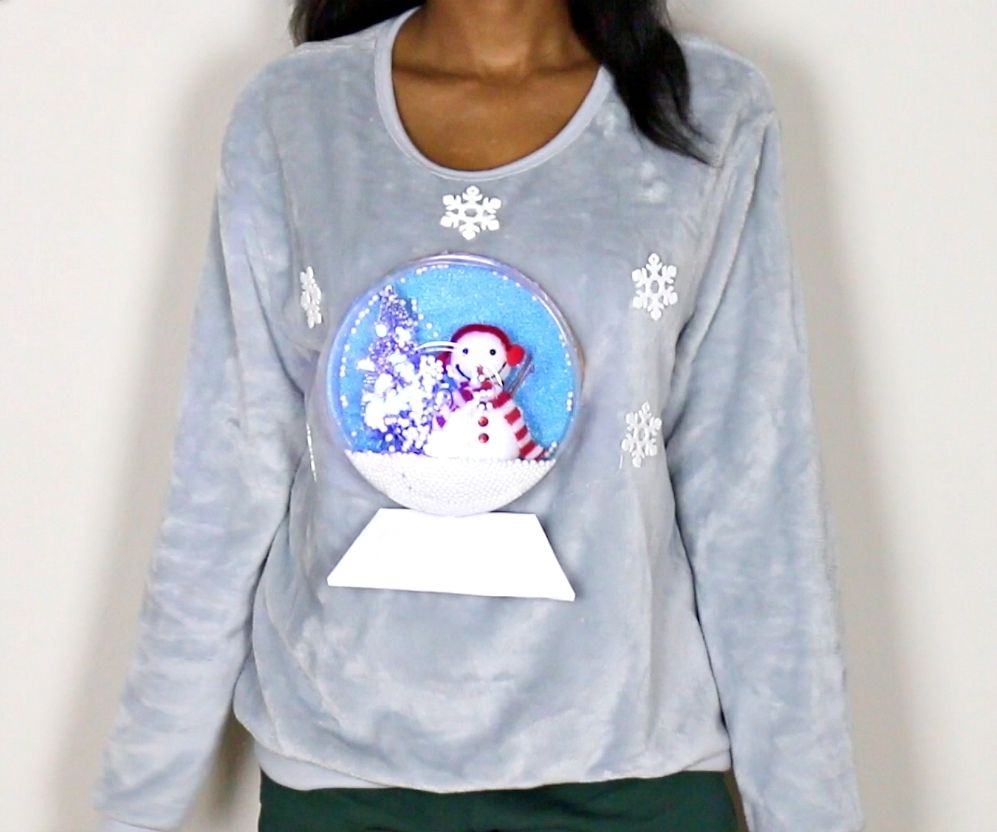 DIY 3D Light-Up Snow Globe Ugly Christmas Sweater