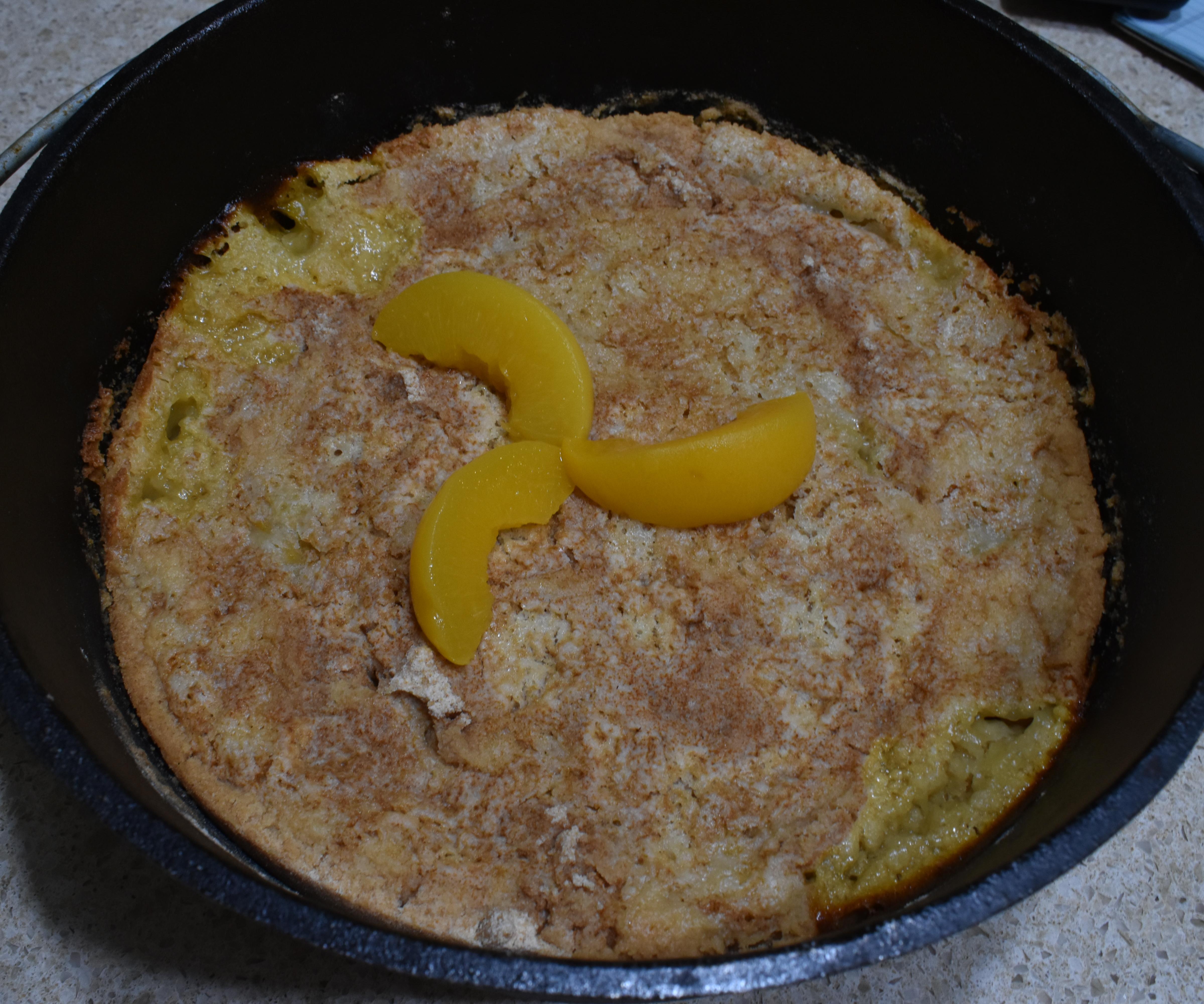 Easy Dutch Oven Peach Cobbler