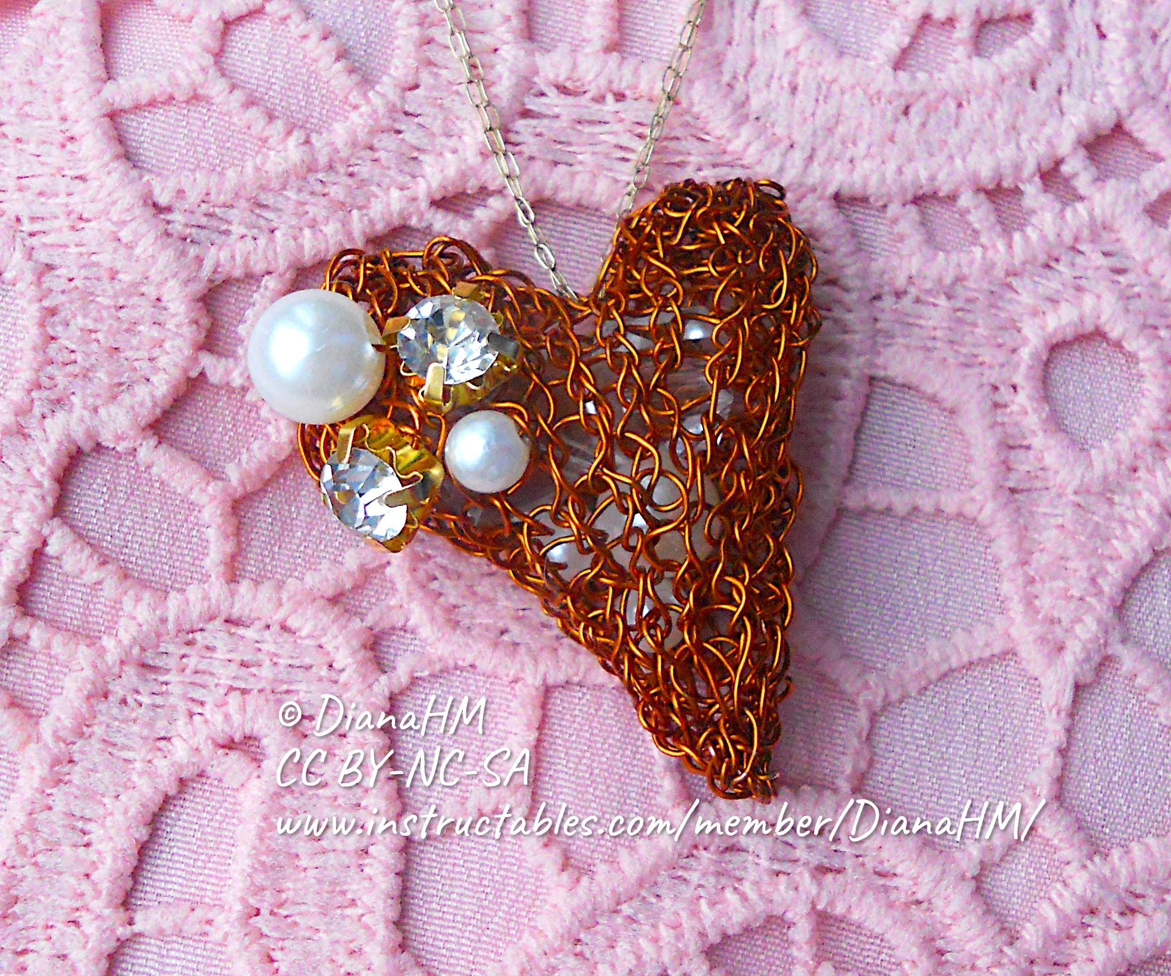 Knitted Wire Heart Pendant