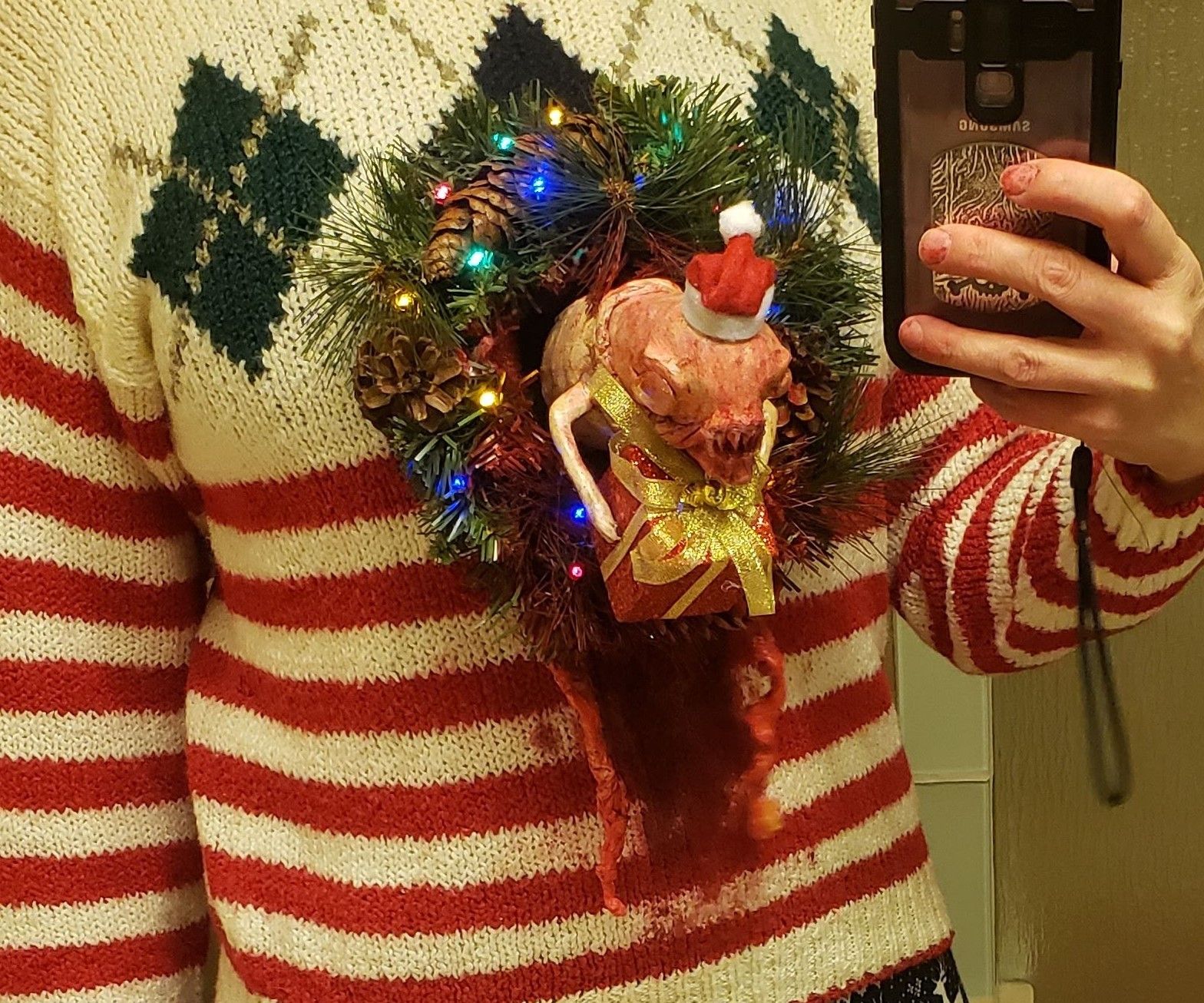 Festive Chestburster Ugly Christmas Sweater - ANIMATED!