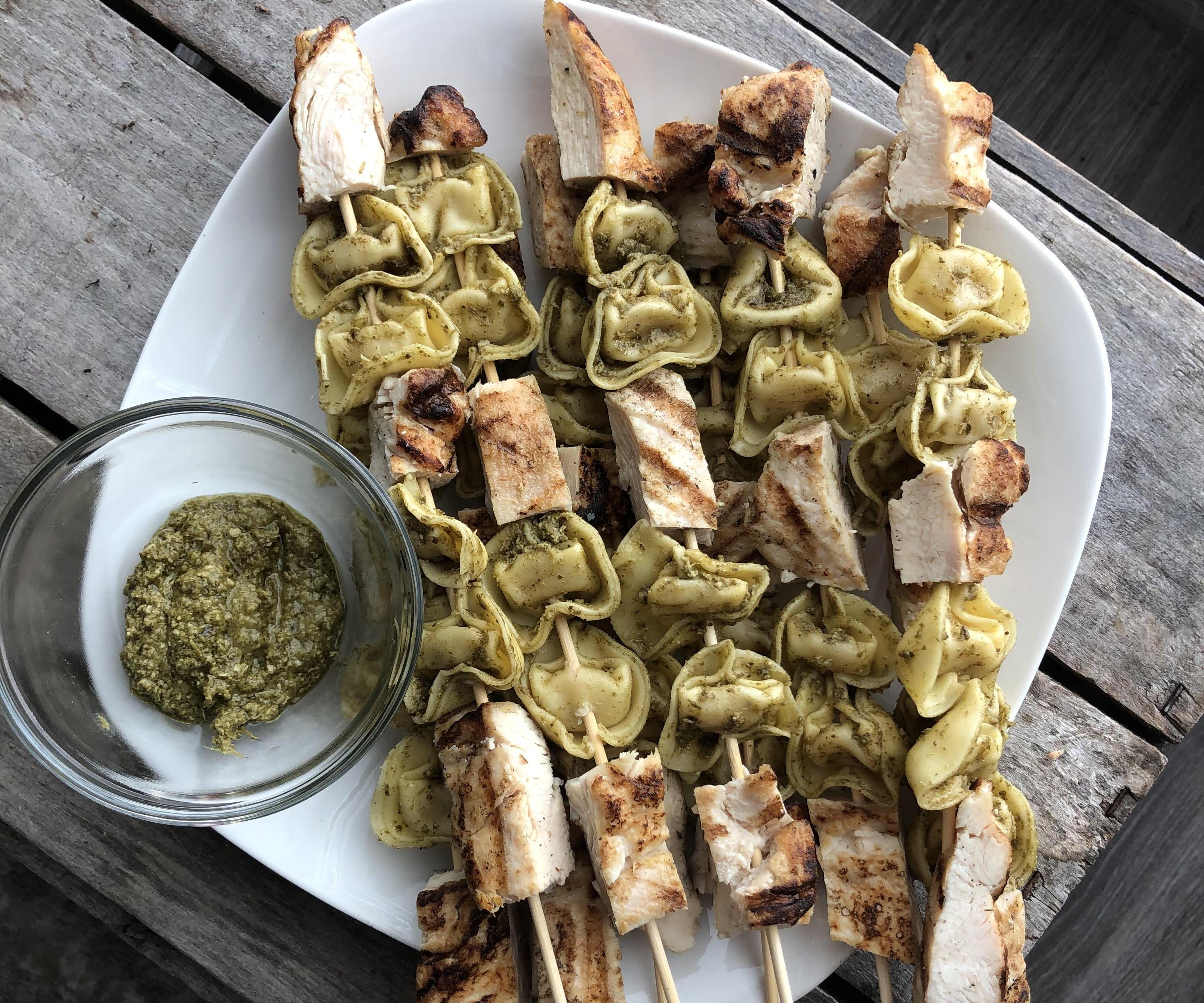 Tortellini Chicken Pesto on a Stick