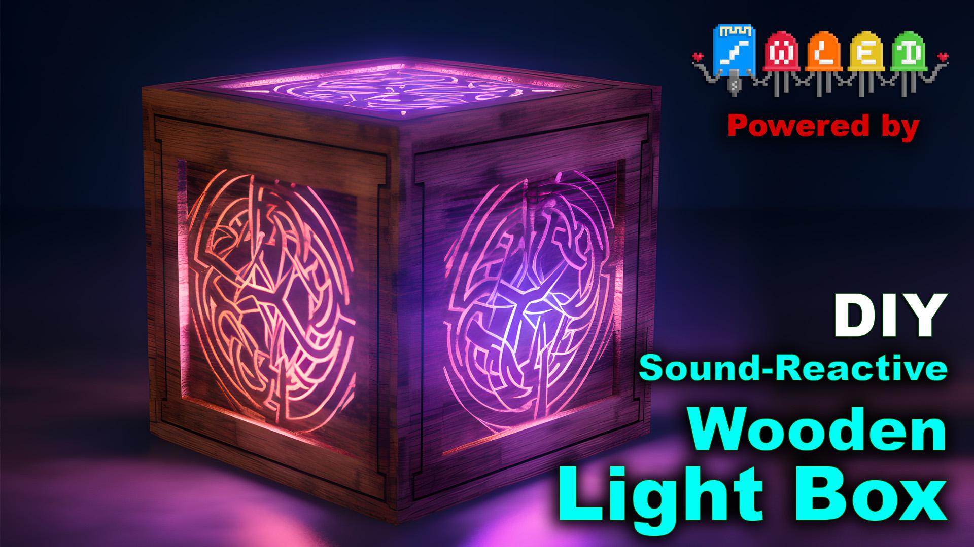 Gothic Wooden Desk lamp Box, Color changing LED, Music reactive, Laser cutting, WLED