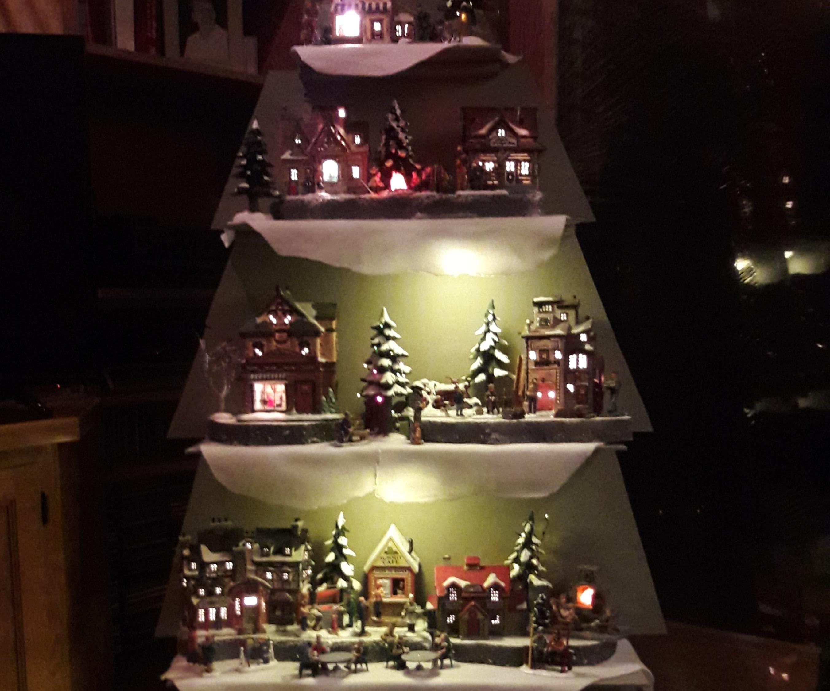 Christmas Tree Snow Village Display