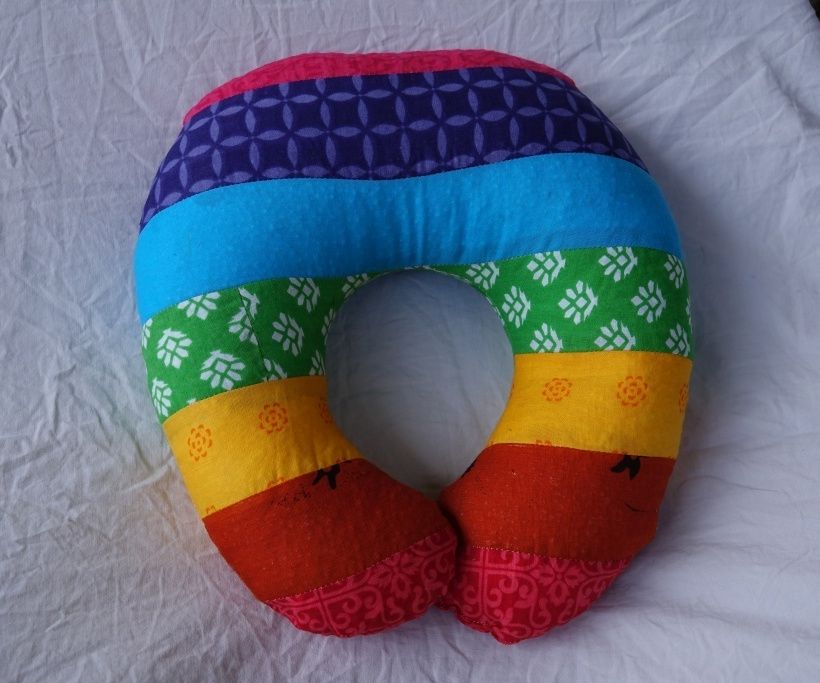 Travel Pillow in Rainbow Colors With Thermocol Beans